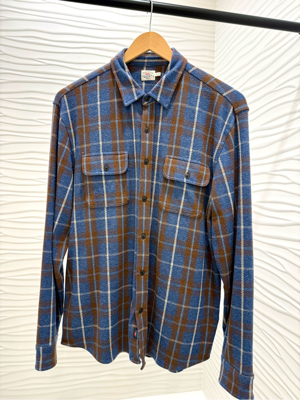 Faherty’s Legend Sweater Shirt - Alpine Lake Plaid - XL - Blue & Brown